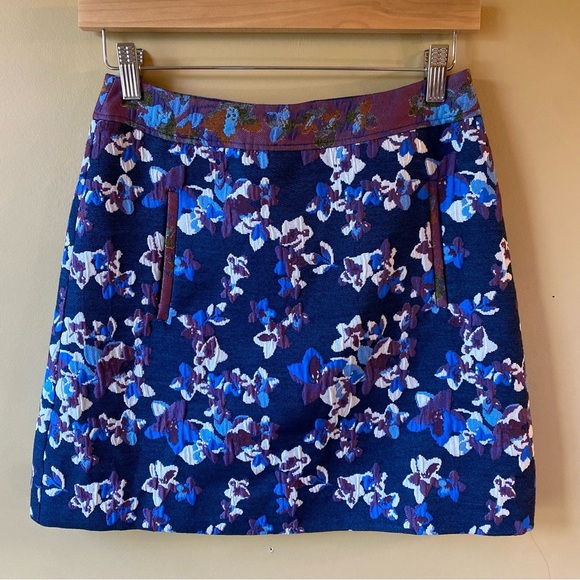 Maeve Dresses & Skirts - Anthropologie MAEVE Cardana Embossed Floral Colorful Straight Mini Skirt Size 0